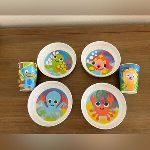 Ocean/Jungle Theme Melamine Bowl & Cup 6 Piece Set - French Bull